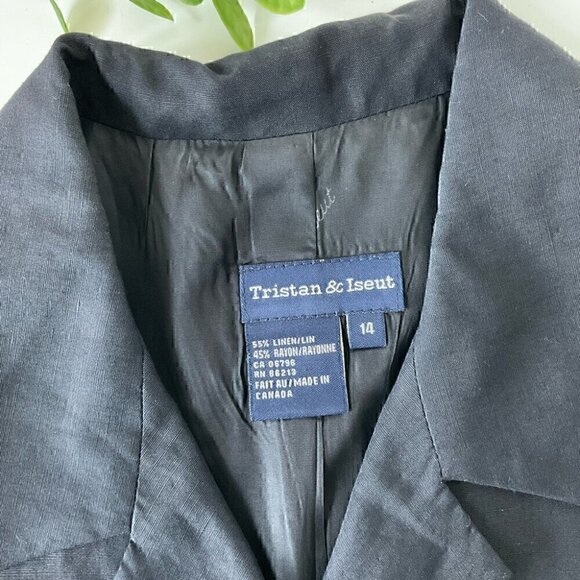 Vintage Tristan & Iseut Linen Black Blazer - Picture 3 of 6